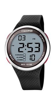 Reloj Calypso hombre o niño digital silicona negro plateado K5667-1