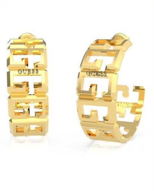 Imágen de PENDIENTES GUESS JEWELLERY 30MM MULTI LOGO HOOPS YG