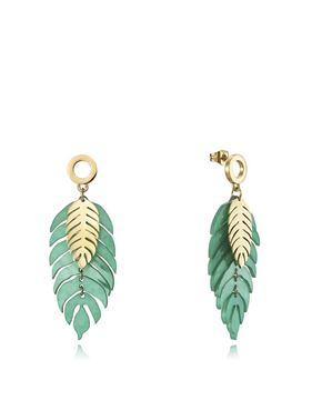 Imágen de PENDIENTES VICEROY FASHION SEÑORA IP DORADO DOBLE HOJA RESINA VERDE