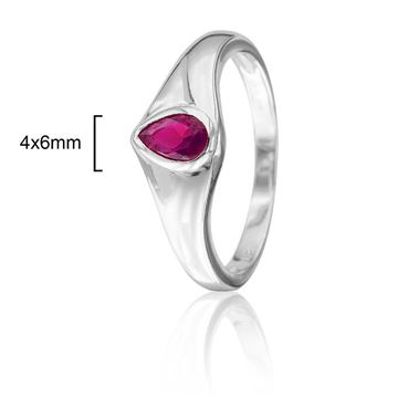 Imatge de ANELL PLATA RD GOTA CENTRAL CIRC. 6 mm. FUCSIA Nº 10