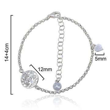 Imágen de PULSERA PLATA ÁRBOL DE LA VIDA CALADO CORAZÓN 12 mm. 5 mm. 14 cm. + 4 cm.