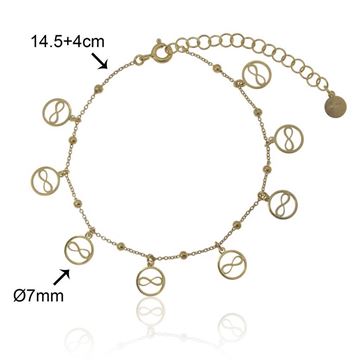 Imágen de PULSERA PLATA DORADA FETICHE INFINITOS 7 mm. 14,5 cm + 4 cm.