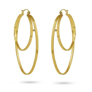 Imágen de CRIOLLAS ACERO DORADO ANARTXY DOBLE ARO CONECTADO CIRC.