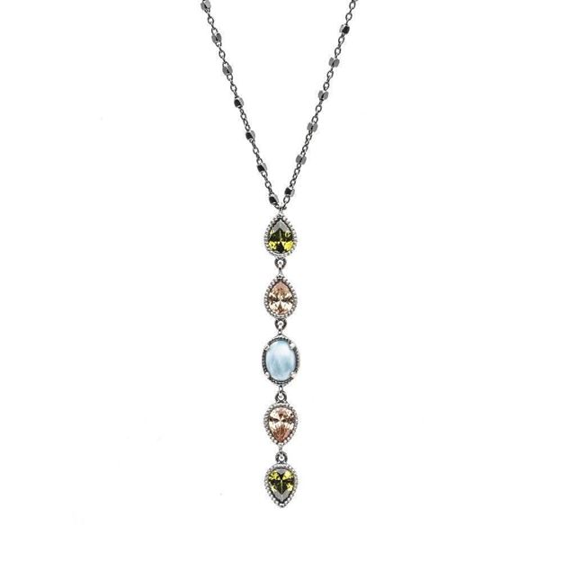 Imatge de COLLARET PLATA LARIMAR ZIRC. BLAVA CAVA I VERDA