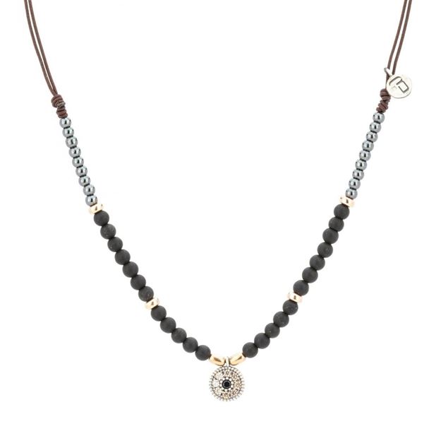 Imágen de COLLAR PLATA CAD. LAPIDADA ESPINELA Y CAVA HEMATITES OBSIDIANA