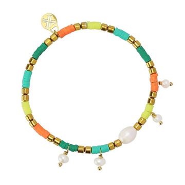 Imágen de PULSERA ACERO ANARTXY PERLA DE AGUA DULCE Y DISCOS DE GOMA