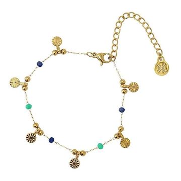 Imágen de PULSERA ACERO ANARTXY DORADA CON ABALORIOS Y PIEDRAS NATURALES