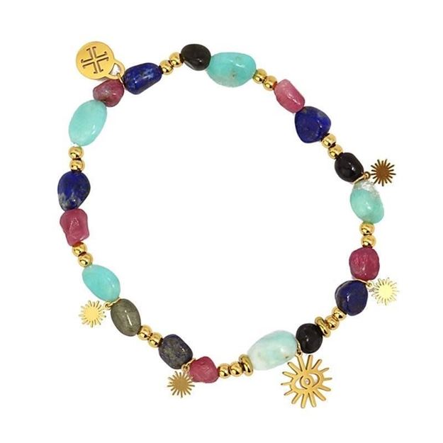 Imágen de PULSERA ACERO ANARTXY DORADO PIEDRAS