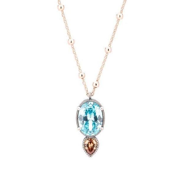 Imágen de COLGANTE PLATA AGUAMARINA OVAL Y CIRCONITA CAVA