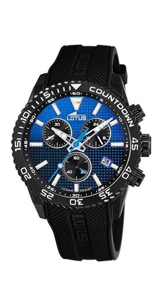 Imágen de RELOJ LOTUS CAB. CRONO ACERO CORREA CAUCHO ESF. AZUL