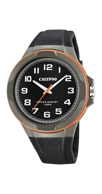 Imágen de RELOJ CALYPSO CAB. CORREA CAUCHO ESF. NEGRO / NARANJA
