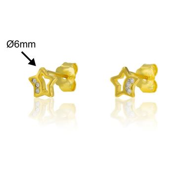 Imágen de PENDIENTES PLATA BICOLOR ESTRELLA CALADA CIRC. 6 mm.