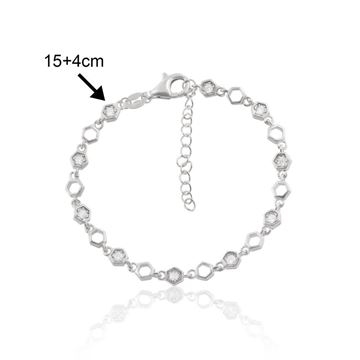 Imágen de PULSERA PLATA RD HEXÁGONOS CIRC. CALADOS 15+4 cm.