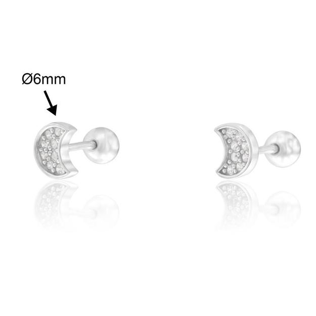 Imatge de DORMILONES PLATA RD PIERCING 1/2 LLUNA ZIRC. 6 mm. EXP0133