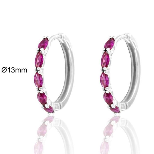 Imatge de ARGOLLES PLATA RD PEDRES FUCSIA Ø 13 mm.