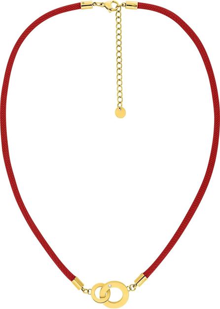 Imágen de COLLAR ACERO DORADO CORDÓN NYLON ROJO