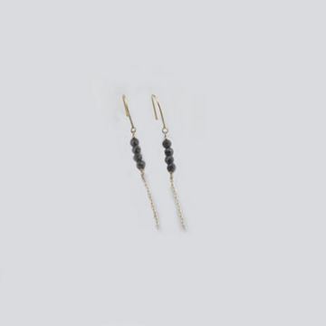 Imágen de PENDIENTES ORO LARGOS CADENA CIRC. NEGRAS