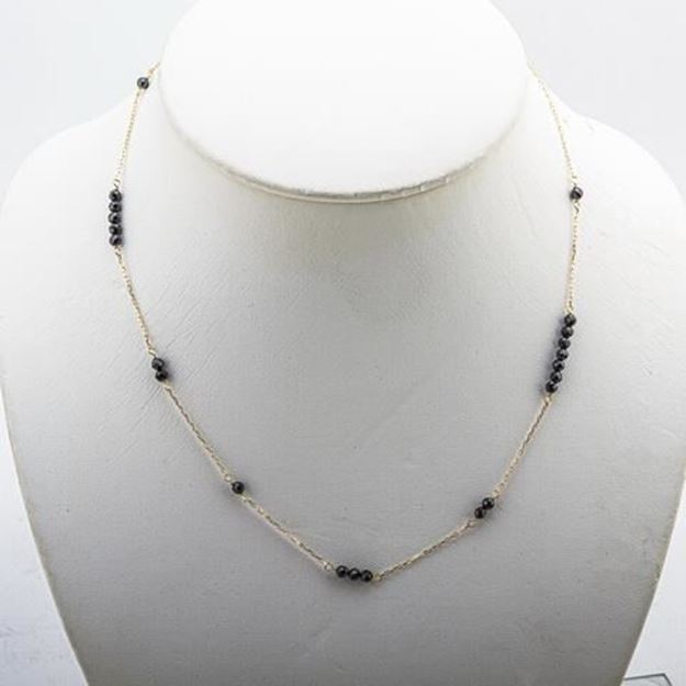 Imágen de COLLAR ORO TRAMOS CADENA Y PIEDRAS NEGRAS