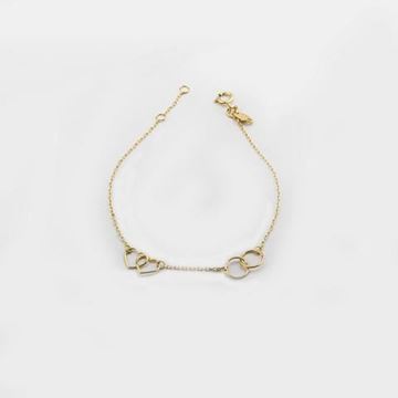 Imatge de PULSERA ORO CORAZONES Y AROS ENTRELAZADOS