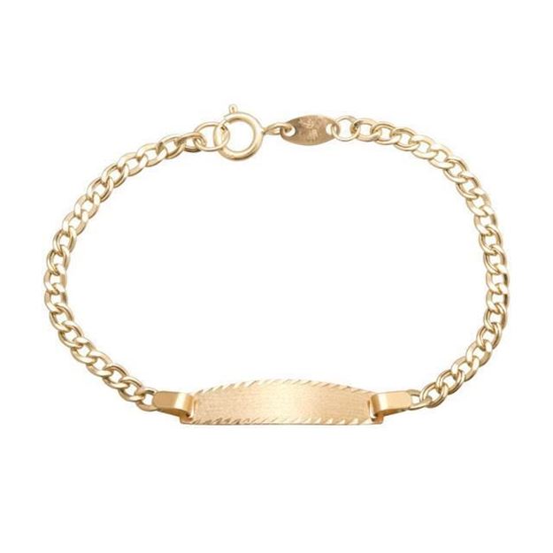 Imágen de PULSERA ORO CADENA BARBADA PLACA CENTRO MATE 11,5 mm. 14 cm.