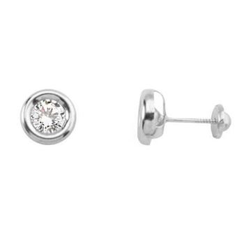 Imágen de PENDIENTES ORO BLANCO FLANES CHATÓN CIRC. 5 mm.