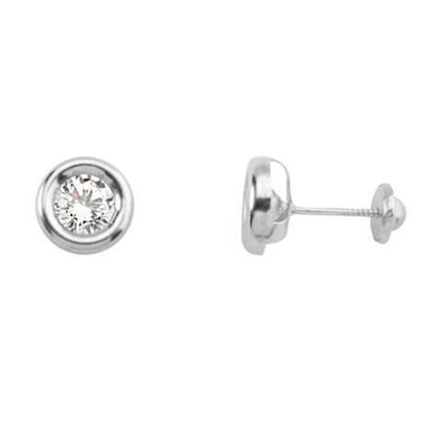 Imágen de PENDIENTES ORO BLANCO FLANES CHATÓN CIRC. 5 mm.