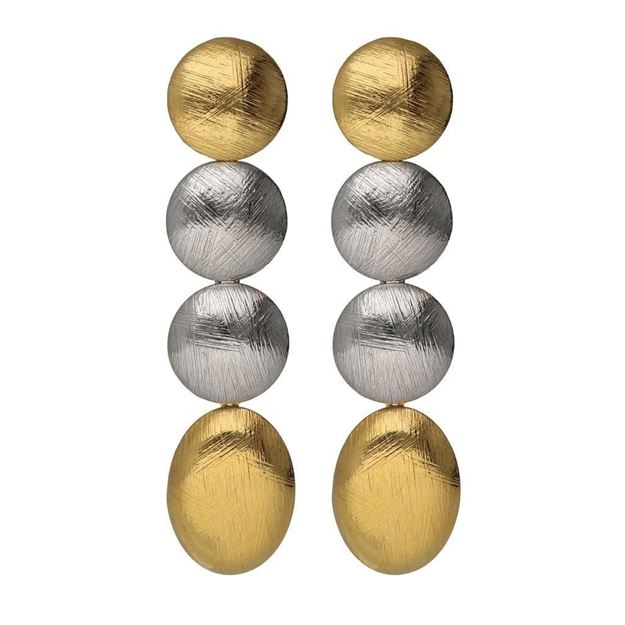 Imágen de PENDIENTES PLATA ZOOM BAÑO ORO Y RD LARGOS OVAL