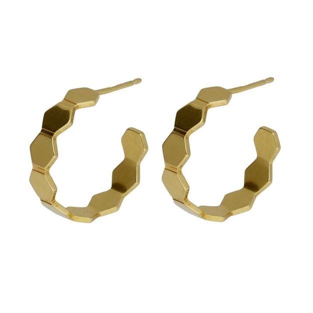 Imágen de PENDIENTES PLATA BAÑO ORO HONEY HEXAGONAL