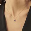 Imágen de COLLAR PLATA BAÑO ORO CORTO 7 mm. CÍRCULO CRISTAL (VIOLET)