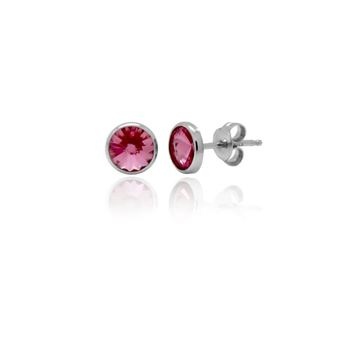 Imágen de PENDIENTES PLATA RD 7 mm. CÍRCULO CRISTAL (ROSE)