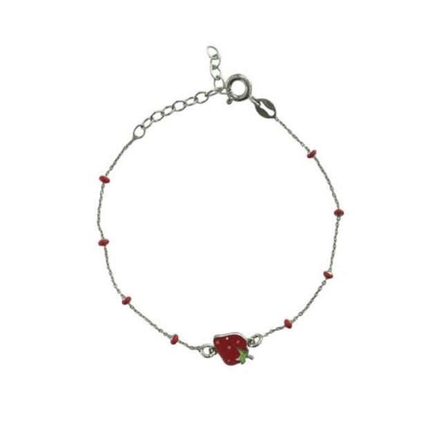 Imágen de PULSERA PLATA ESMALTE FRESA
