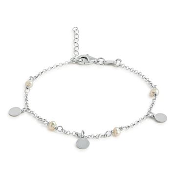 Imágen de PULSERA PLATA PLACAS CIRCUL. Y PERLAS BLANCAS