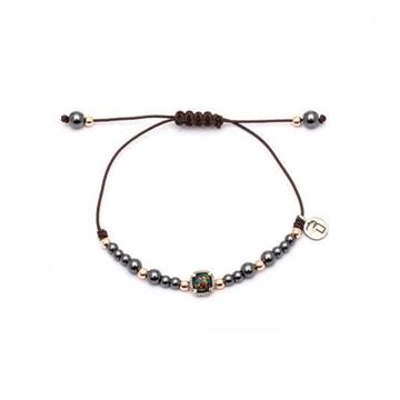 Imágen de PULSERA PLATA RAIVE MACRAMÉ ÓPALO NEGRO