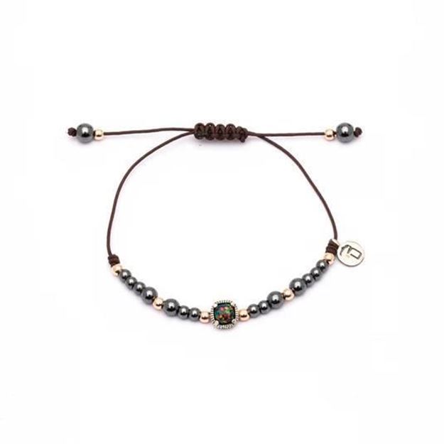Imágen de PULSERA PLATA RAIVE MACRAMÉ ÓPALO NEGRO