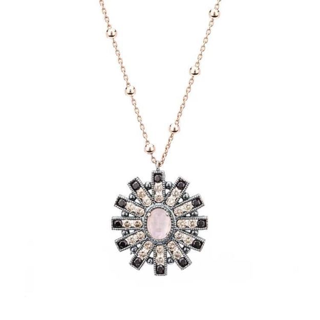 Imágen de COLGANTE PLATA RAIVE OJO DE GATO ROSA