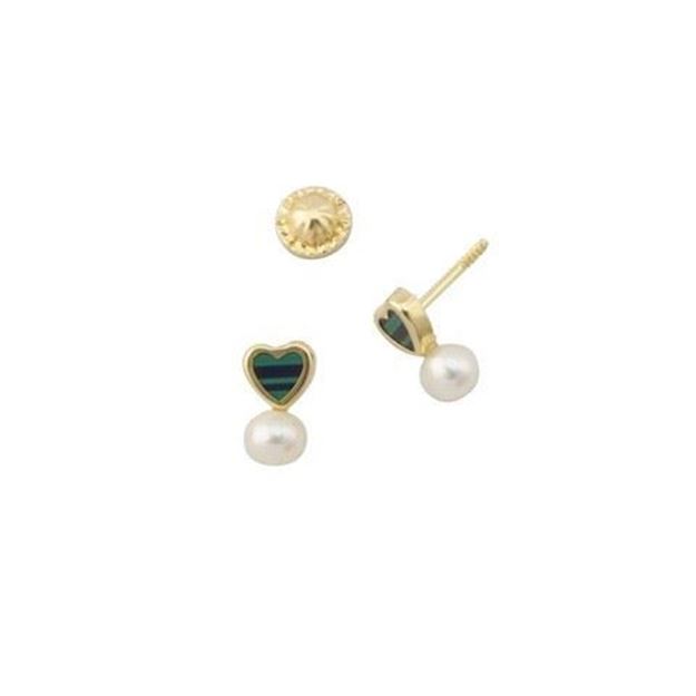 Imágen de PENDIENTES ORO CORAZÓN PERLA MALAQ.