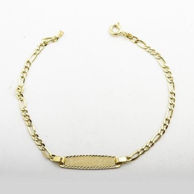 Imágen de PULSERA ORO CADENA 3 * 1 PLACA CENTRO MATE